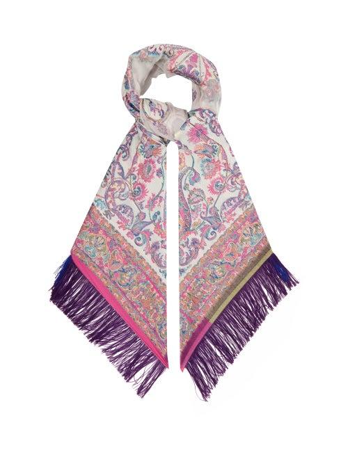Matchesfashion.com Etro - Paisley Fil Coup-jacquard Sheer-voile Scarf - Womens - White Multi