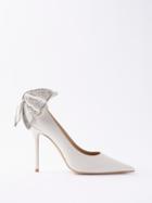 Jimmy Choo - Love 100 Crystal-bow Leather Pumps - Womens - Cream