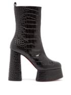 Matchesfashion.com Christian Louboutin - Izamayeah Crocodile-effect Leather Platform Boots - Womens - Black
