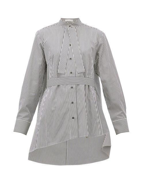 Matchesfashion.com Palmer//harding - Revan Tie-neck Cotton-poplin Shirt - Womens - Black White