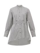 Matchesfashion.com Palmer//harding - Revan Tie-neck Cotton-poplin Shirt - Womens - Black White