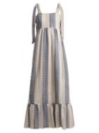 Matchesfashion.com Athena Procopiou - Tie Shoulder Lace Dress - Womens - Blue Multi