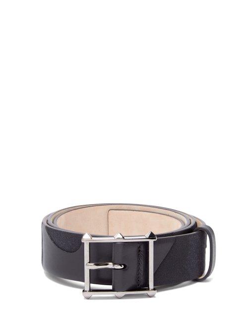 Matchesfashion.com Valentino - Camouflage Leather And Canvas Belt - Mens - Black