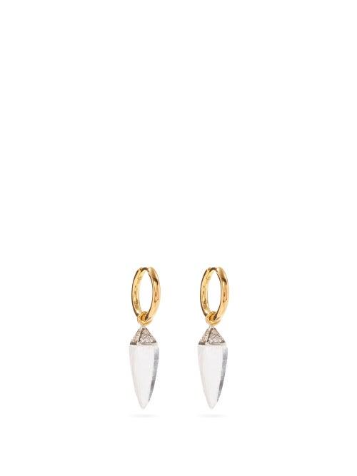 Matchesfashion.com Theodora Warre - Spiked Zircon & Moonstone Gold-plated Earrings - Womens - White Multi