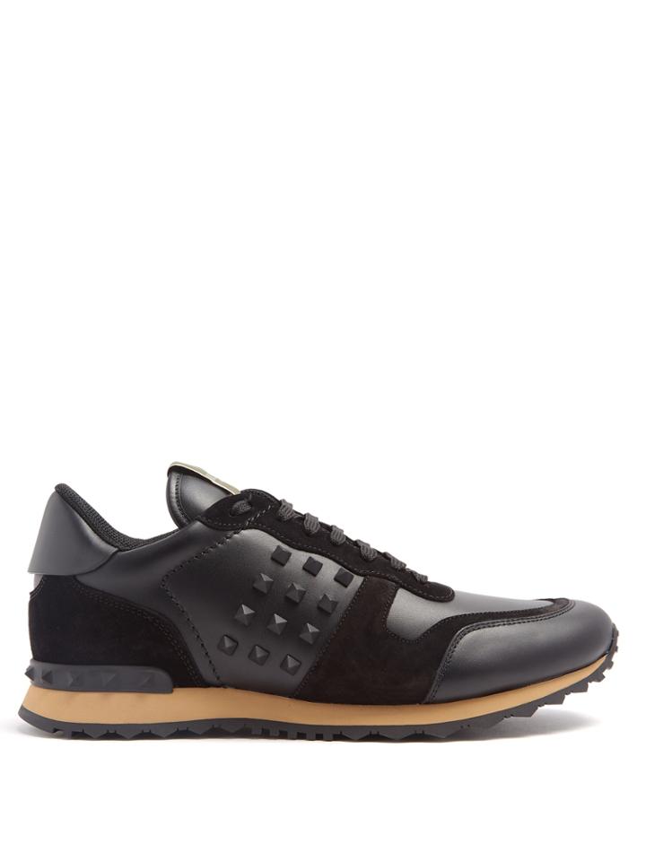 Valentino Triple Line Studded Leather Low-top Trainers