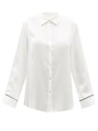 Asceno - London Sandwashed Silk-satin Pyjama Shirt - Womens - White
