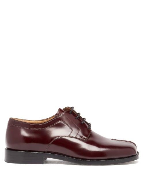 Ladies Shoes Maison Margiela - Tabi Flat Leather Shoes - Womens - Burgundy