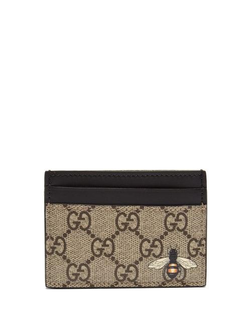 Matchesfashion.com Gucci - Gg Supreme Bee-print Canvas Cardholder - Mens - Brown Multi