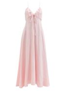 Fil De Vie - Maribelle V-neck Linen-voile Maxi Dress - Womens - Light Pink