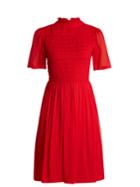 Alexachung Short-sleeved Smocked Georgette Dress