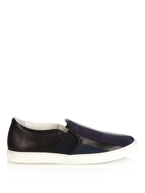 Lanvin Suede-panelled Leather Trainers