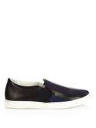 Lanvin Suede-panelled Leather Trainers