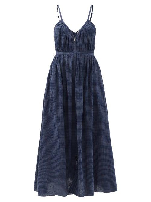 Ladies Rtw Mara Hoffman - Enrica Organic Striped Cotton-blend Midi Dress - Womens - Navy