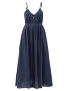 Ladies Rtw Mara Hoffman - Enrica Organic Striped Cotton-blend Midi Dress - Womens - Navy