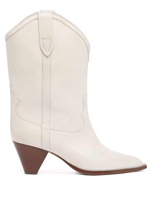 Matchesfashion.com Isabel Marant - Luliette Cone-heel Leather Boots - Womens - White