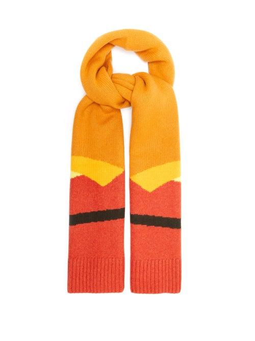 Jw Anderson - Landscape Wool-blend Scarf - Womens - Orange Multi