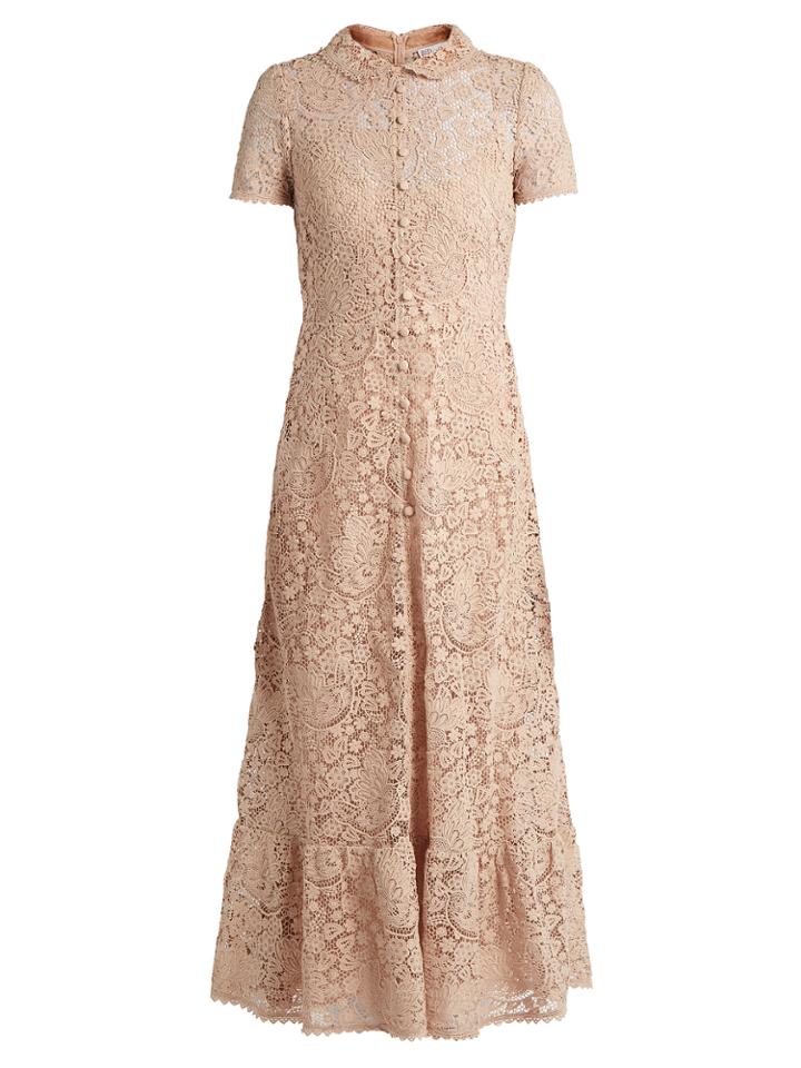Redvalentino Ruffled-hem Macram-lace Dress