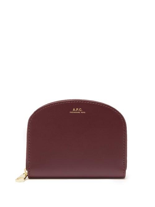 Ladies Accessories A.p.c. - Half Moon Leather Wallet - Womens - Burgundy