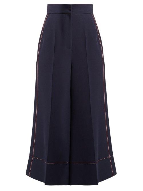 Matchesfashion.com Roksanda - Wide Leg Twill Trousers - Womens - Blue Multi