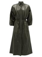 Matchesfashion.com Gabriela Hearst - Ares Leather Midi Dress - Womens - Khaki