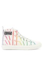 Matchesfashion.com Valentino Garavani - Vltn-logo High-top Canvas Trainers - Mens - White