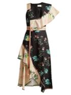 Peter Pilotto One-shoulder Floral-print Cotton Dress