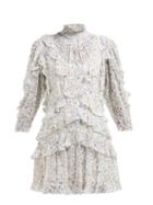 Matchesfashion.com Rebecca Taylor - Vivianna Floral Print Silk Blend Dress - Womens - White Print