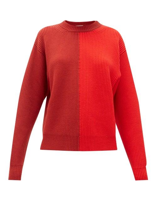 Matchesfashion.com Vaara - Eliza Two Tone Ribbed Wool Sweater - Womens - Red Multi