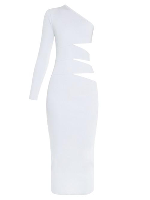 Balmain Cutaway-side One-shoulder Midi Dress