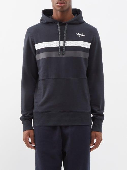 Rapha - Brevet Striped Cotton-jersey Hoodie - Mens - Black White