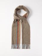Paul Smith - Signature-striped Tasselled Wool-blend Scarf - Mens - Brown Multi