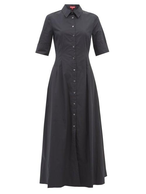 Staud - Joan Cotton-blend Shirt Dress - Womens - Black