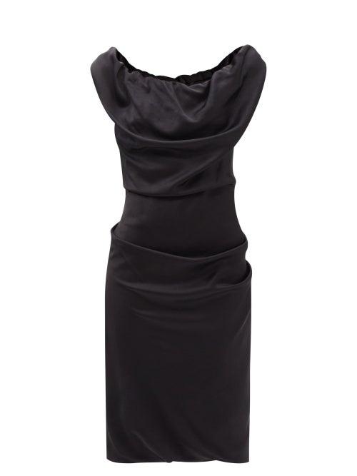 Vivienne Westwood - Ginnie Gathered-satin Pencil Dress - Womens - Black