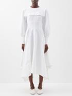 Jil Sander - Panelled Handkerchief-hem Linen Midi Dress - Womens - White