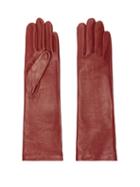 Agnelle - Celia Longline Leather Gloves - Womens - Burgundy