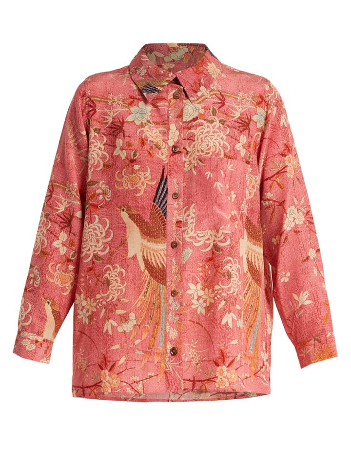 By Walid Lucy Bird-print Silk Shirt