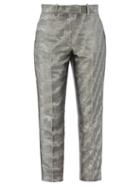 Matchesfashion.com Racil - Aries Cropped Moire-lam Trousers - Womens - Silver