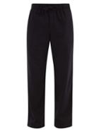 Matchesfashion.com Tekla - Drawstring Organic-cotton Flannel Pyjama Trousers - Mens - Black