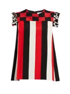 Msgm Stripe And Check-print Silk-crepe Top