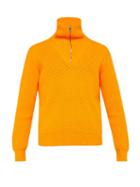 Matchesfashion.com Prada - Quarter Zip Cotton Knit Sweater - Mens - Orange