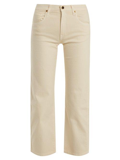 Matchesfashion.com Khaite - Wendall Cropped Wide Leg Jeans - Womens - Ivory