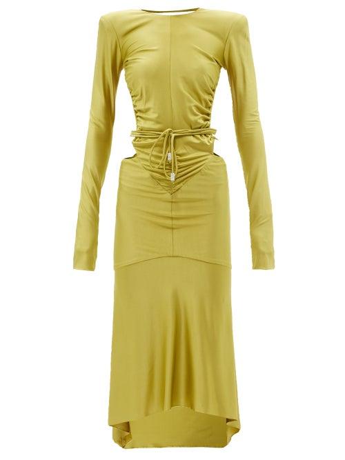 Alexandre Vauthier - Open-back Satin Midi Dress - Womens - Green
