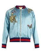 Gucci Bird-appliqu Silk-satin Bomber Jacket