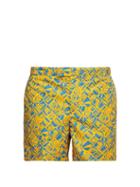 Matchesfashion.com Frescobol Carioca - Printed Swim Shorts - Mens - Orange