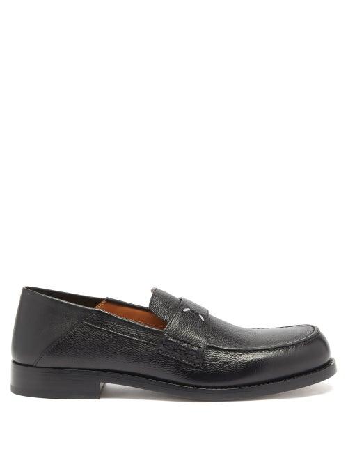 Maison Margiela - Grained-leather Loafers - Mens - Black