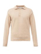 Matchesfashion.com Inis Mein - Spread-collar Knitted-linen Polo Shirt - Mens - Beige
