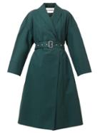 Matchesfashion.com Jil Sander - Shawl-lapel Belted Twill Coat - Womens - Dark Green