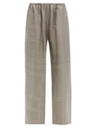 Ladies Rtw Totme - Logo-embroidered Silk-satin Wide-leg Trousers - Womens - Mid Grey