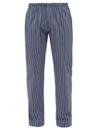 Matchesfashion.com Zimmerli - Striped Cotton And Silk Poplin Pyjama Trousers - Mens - Dark Blue