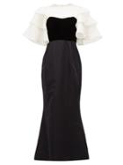 Matchesfashion.com Rebecca De Ravenel - Grace Ruffled Panelled Silk Dress - Womens - White Black